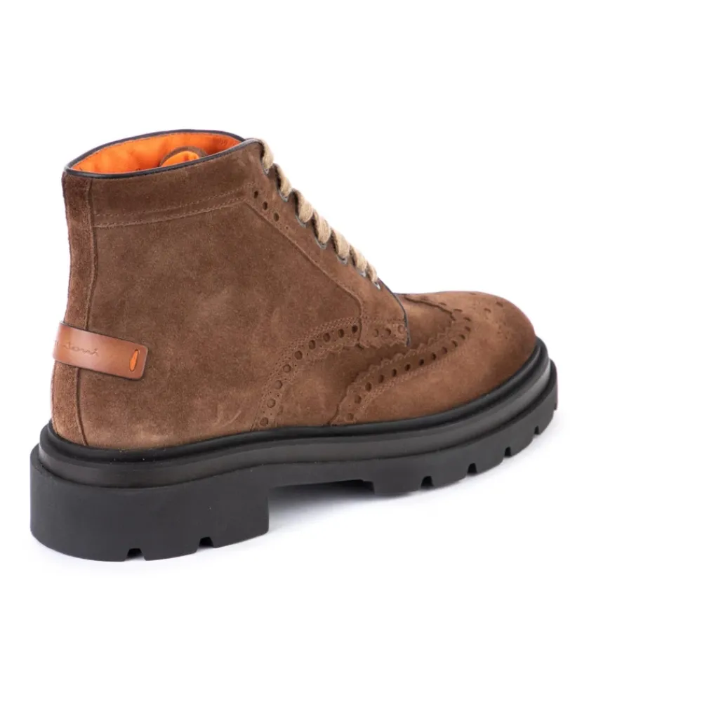 Heren Santoni Laarzen^Suède Vetersluiting Enkellaarsjes