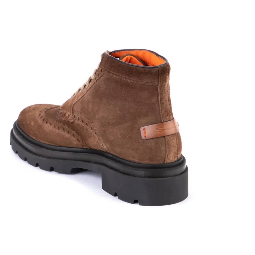 Heren Santoni Laarzen^Suède Vetersluiting Enkellaarsjes