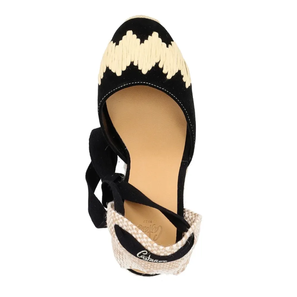 DAMES Castañer Suède Zwarte Sleehak Sandalen