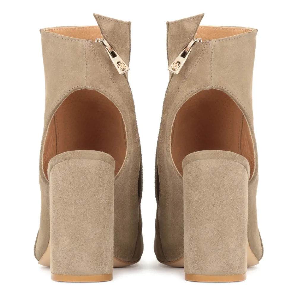 DAMES Kazar Suede peep toe booties met een open teen en hiel