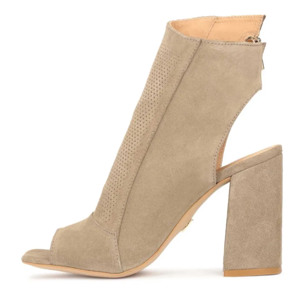 DAMES Kazar Suede peep toe booties met een open teen en hiel