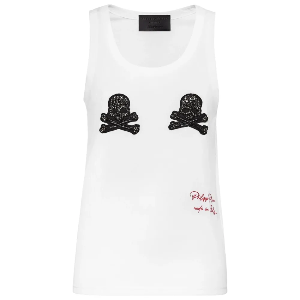 DAMES Philipp Plein Tanktop Crystal Skull met Kristallen