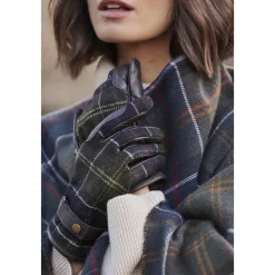 Heren Barbour Handschoenen^Tartan Leren Handschoenen