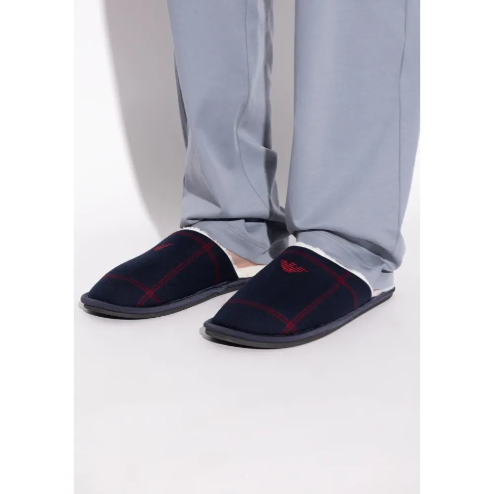 Heren Emporio Armani Pantoffels^Tartan motief flanellen pantoffels