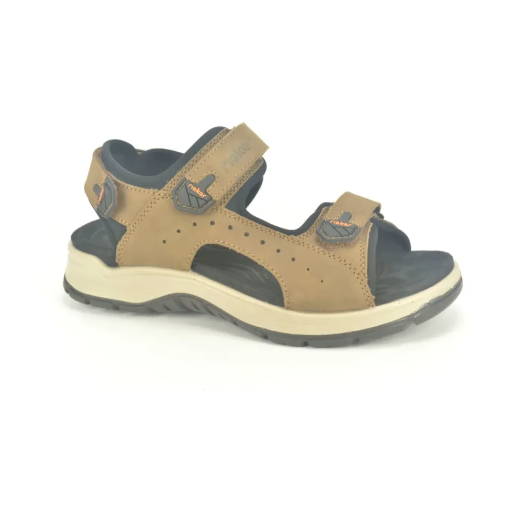 Heren Rieker Sandalen^Taupe Trekking Sandalen met Velcro Straps