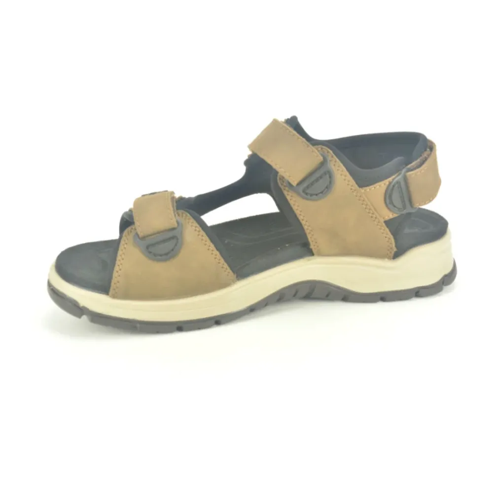 Heren Rieker Sandalen^Taupe Trekking Sandalen met Velcro Straps