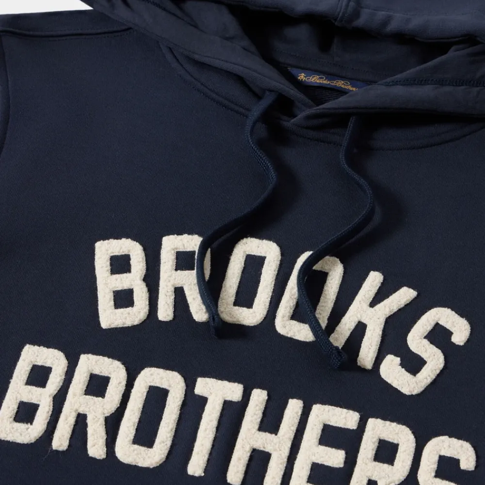 DAMES Brooks Brothers Terry Logo-Geborduurde Hoodie