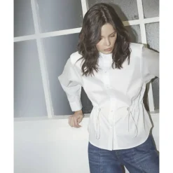 DAMES Co'Couture Tie Waist Shirt Short Sleeve Blouse