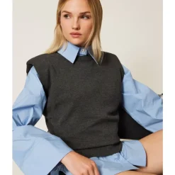 DAMES Twinset Top Punto Manga Casquillo