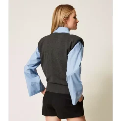 DAMES Twinset Top Punto Manga Casquillo