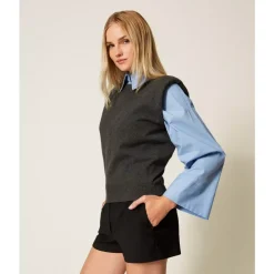 DAMES Twinset Top Punto Manga Casquillo