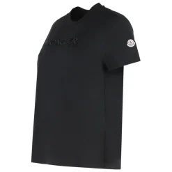 DAMES Moncler Shirts^T-shirt met ribgebreide kraag en ronde hals