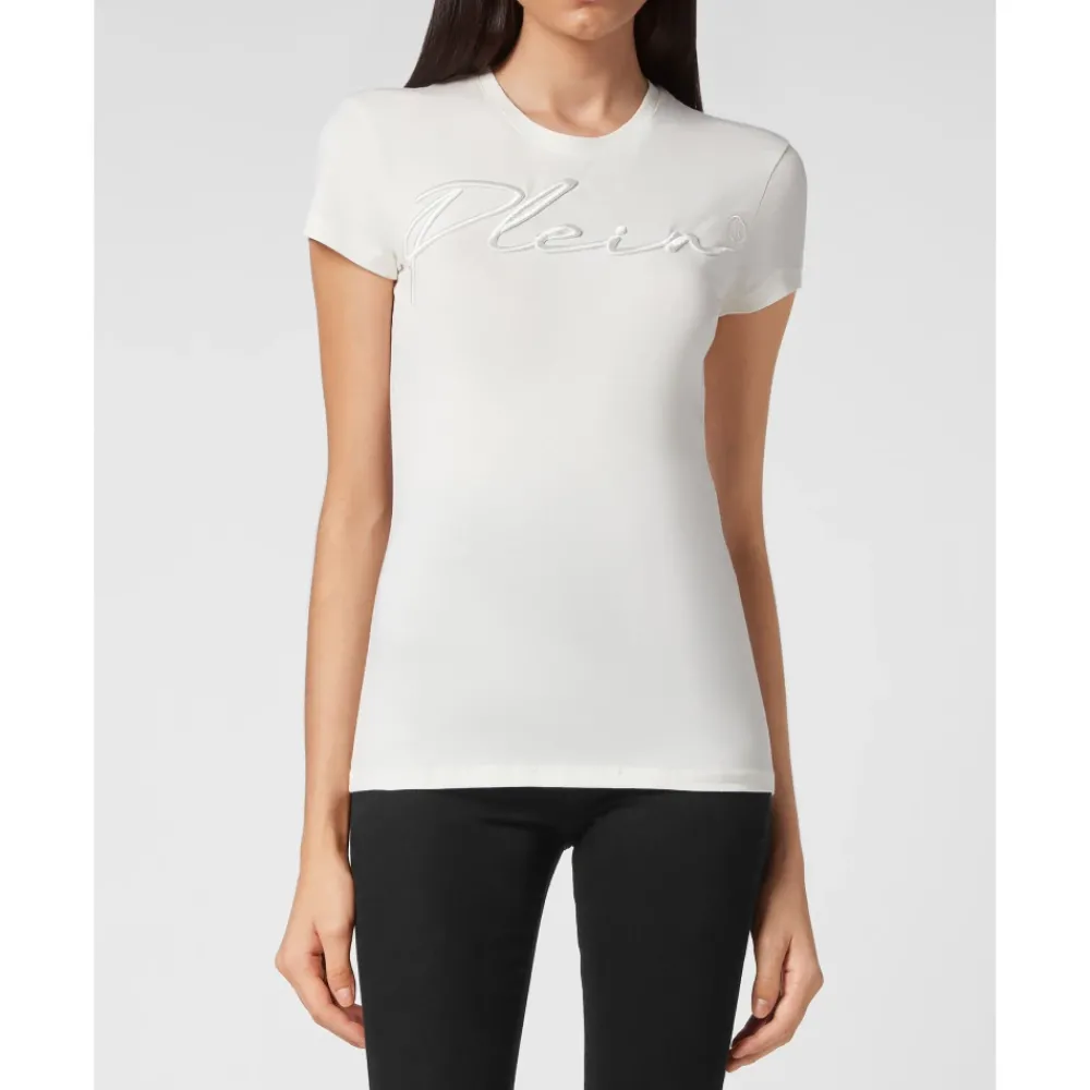 DAMES Philipp Plein Shirts^T-shirt Ronde Hals SS Embroidery Signature