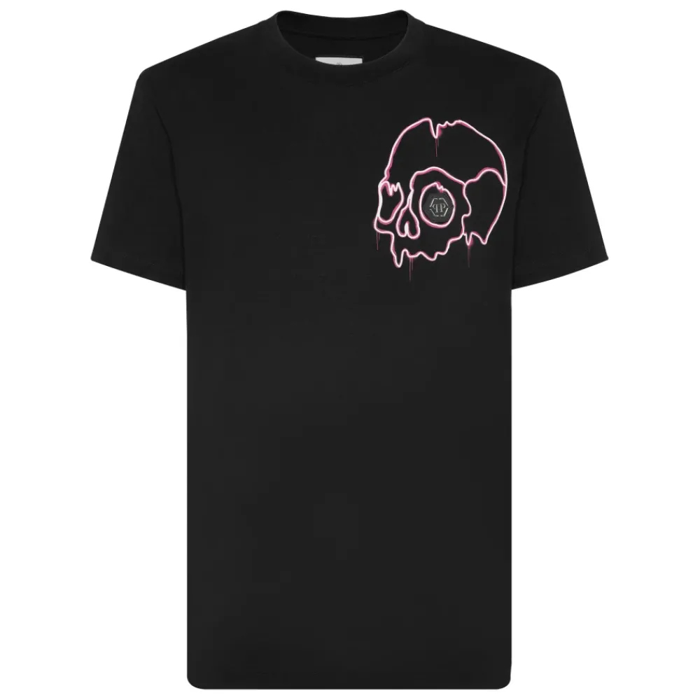 Heren Philipp Plein T-shirt Round Neck SS Dripping Skull