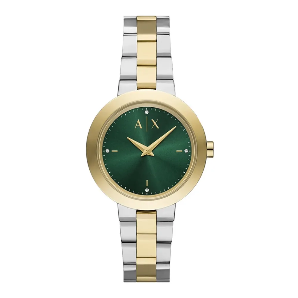 DAMES Armani Exchange Tweekleurig roestvrijstalen horloge met twee wijzers