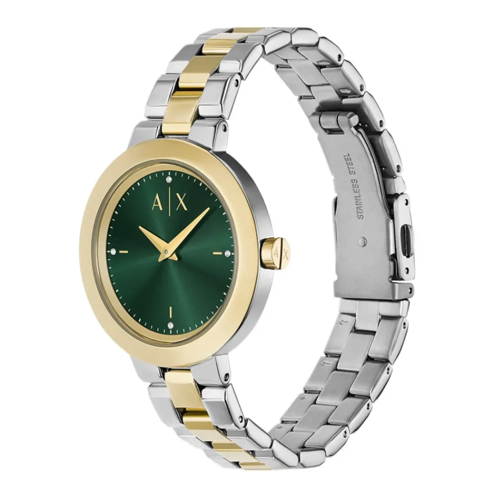 DAMES Armani Exchange Tweekleurig roestvrijstalen horloge met twee wijzers