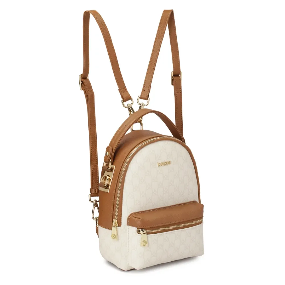 DAMES Kazar Rugzakken^Tweekleurige lederen 2-in-1 rugzak