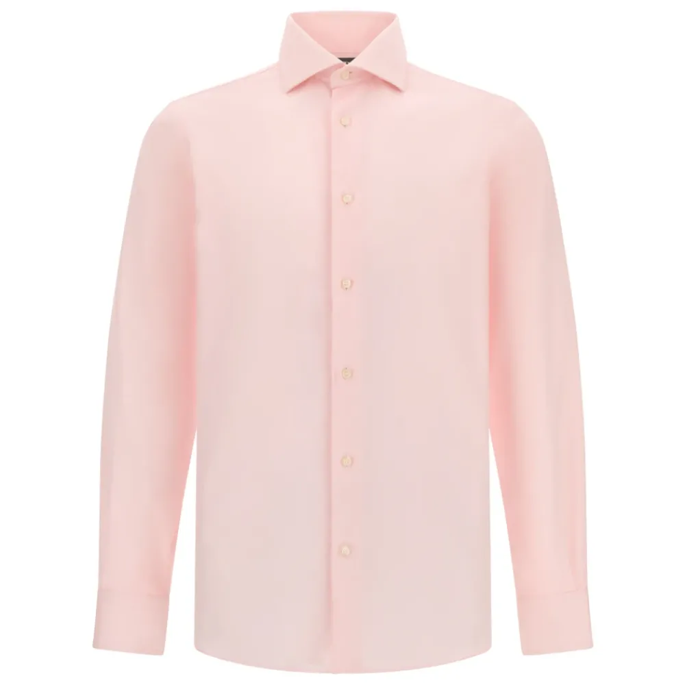 Heren Boggi Milano Overhemden^ULTIMATE NON IRON Regular Fit Gestreept Katoenen Overhemd