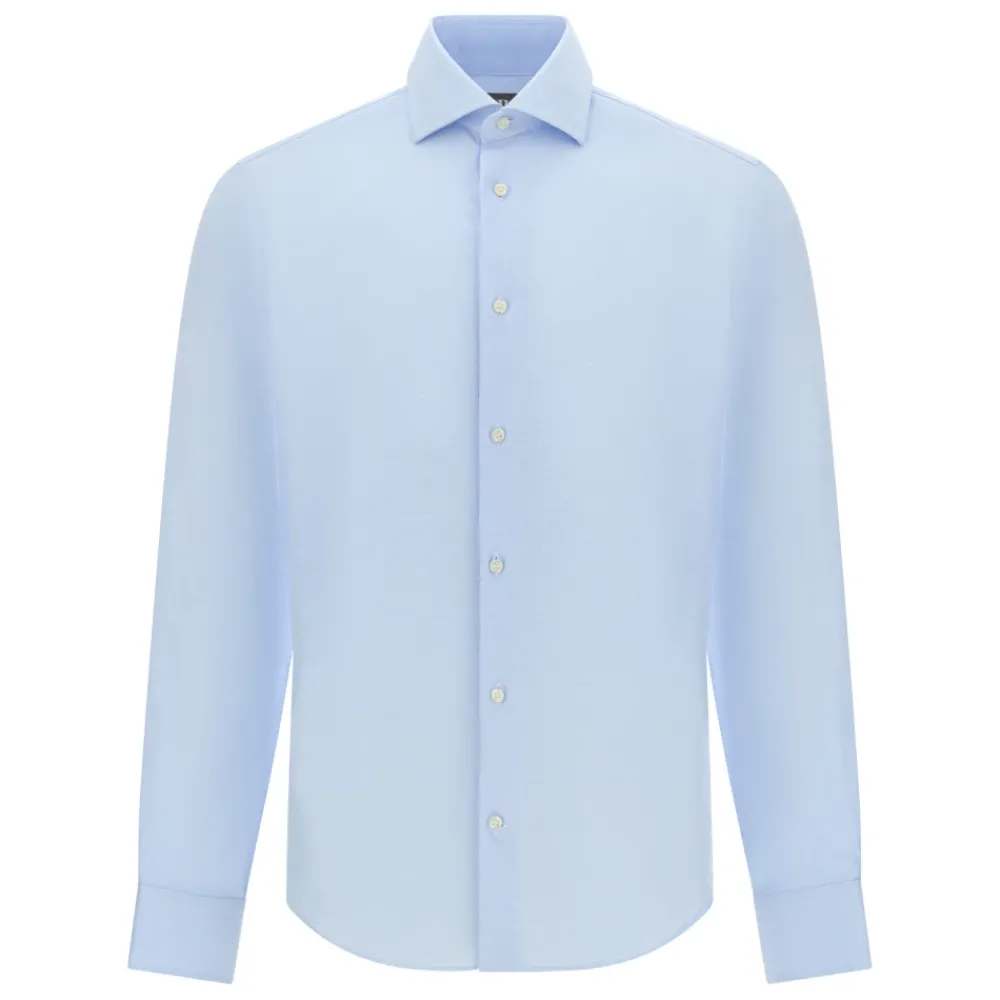 Heren Boggi Milano Overhemden^ULTIMATE NON IRON Slim Fit Katoenen Twill Overhemd