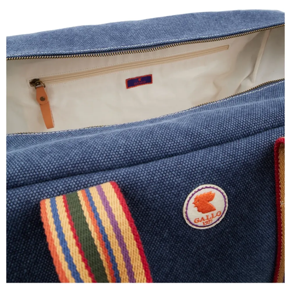 DAMES GALLO Weekendtassen^Unisex weekendtas in effen blauw katoenen canvas