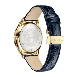 Heren Versace Horloges^UNIVERS GMT blauw goud leren horloge