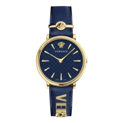 DAMES Versace Horloges^V CIRCLE /Goud Leren Horloge
