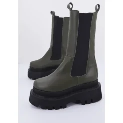 DAMES Yellow Chelseaboots^Vegan Elastische Chelsea Laarzen