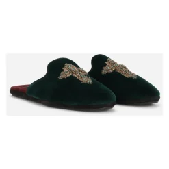 Heren Dolce & Gabbana Velours Geborduurde Heren Pantoffels