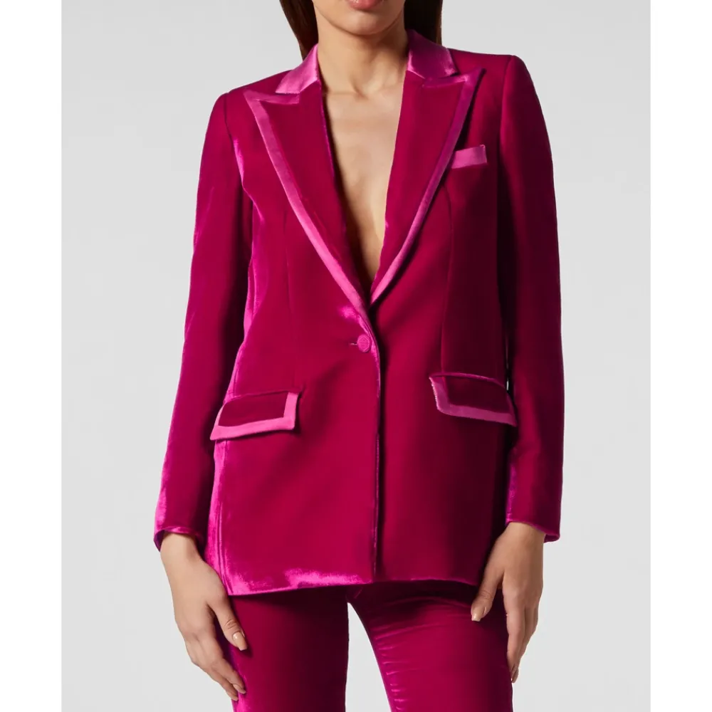 DAMES Philipp Plein Velvet Boxy Blazer Paisley Bandana