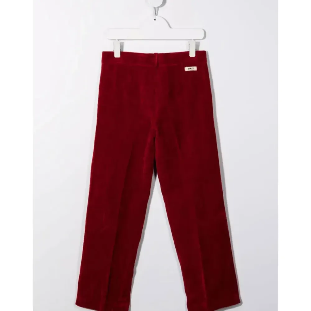 Gucci Broeken & Jeans^Velvet Logo Patch Pants