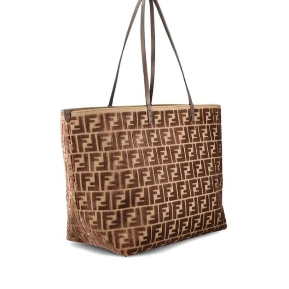 DAMES Fendi Shoppers^Velvet Tote Tas met FF Logo