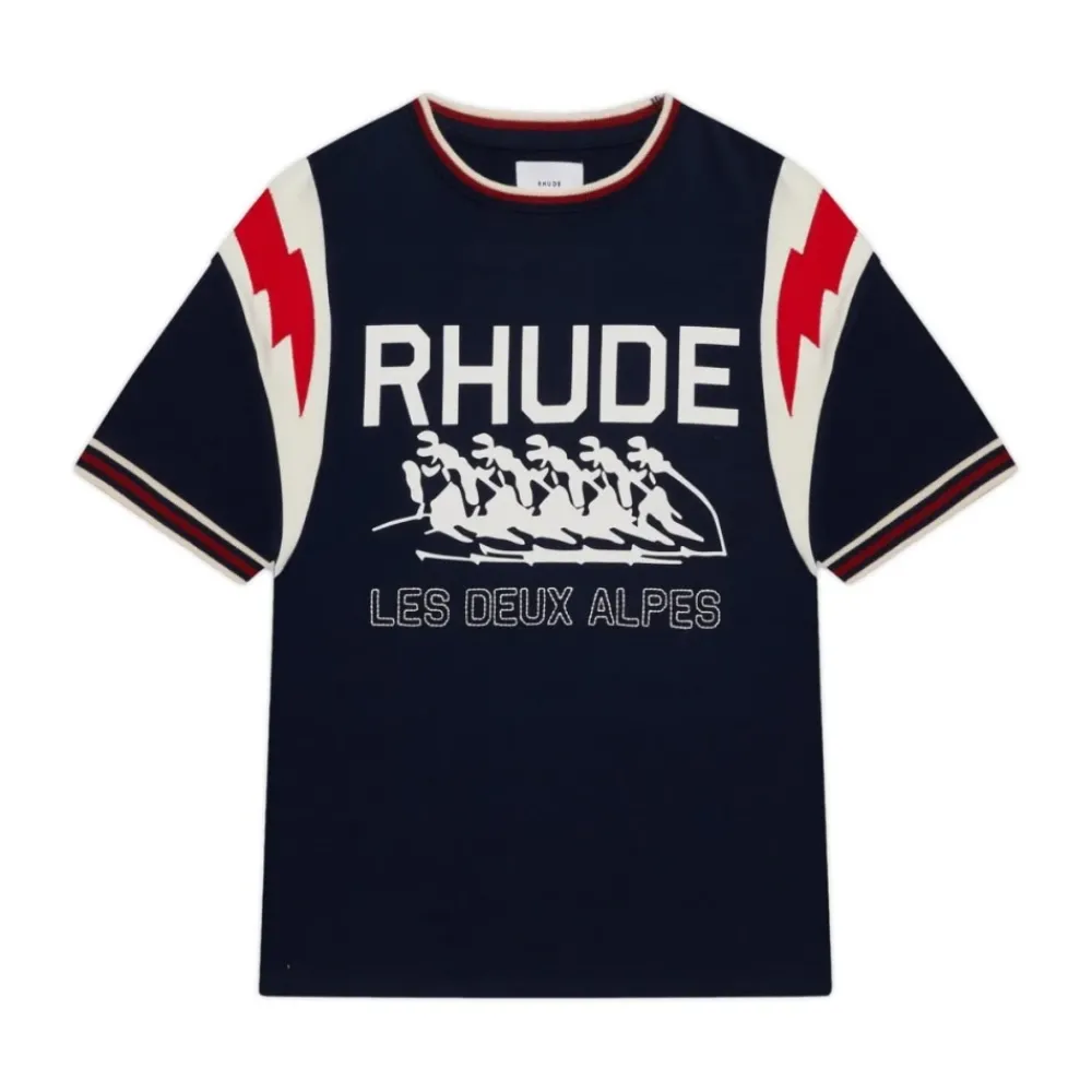 Heren Rhude Verlichting Ringer Tee in Marine