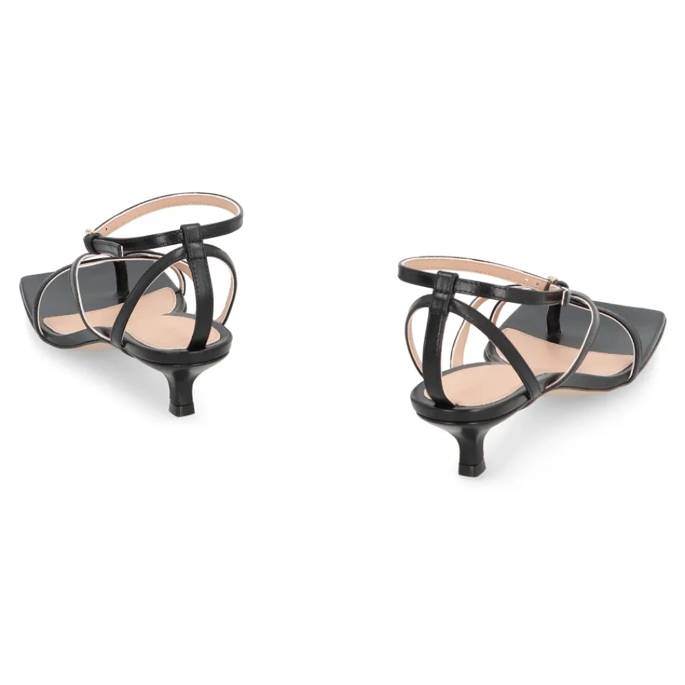 DAMES Bottega Veneta Verstelbare leren sandalen met kittenhakken