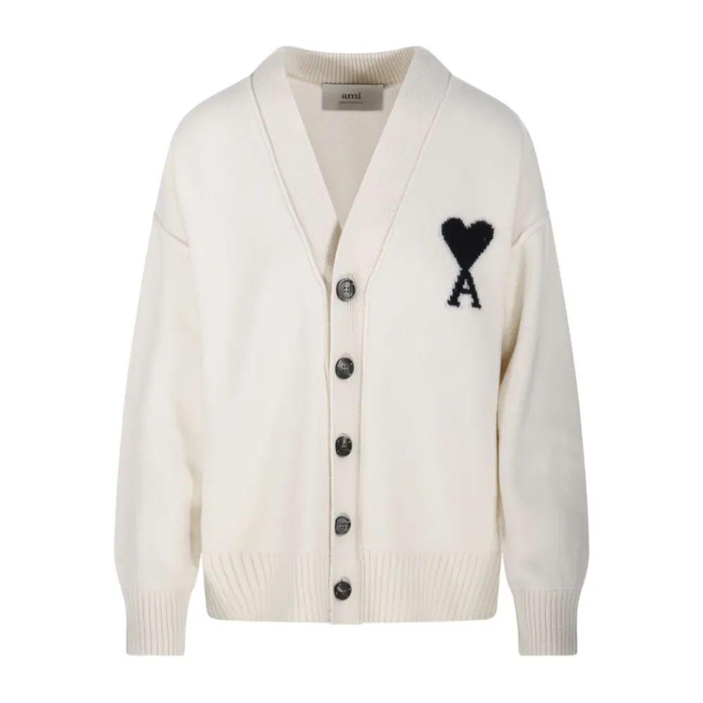 DAMES Ami Paris Truien & Vesten^V-hals Gevilte Merino Cardigan