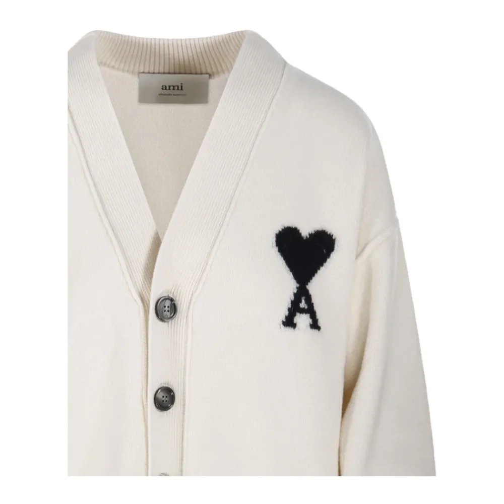 DAMES Ami Paris Truien & Vesten^V-hals Gevilte Merino Cardigan