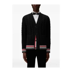 Heren Thom Browne V-hals Kabel Gebreid Vest