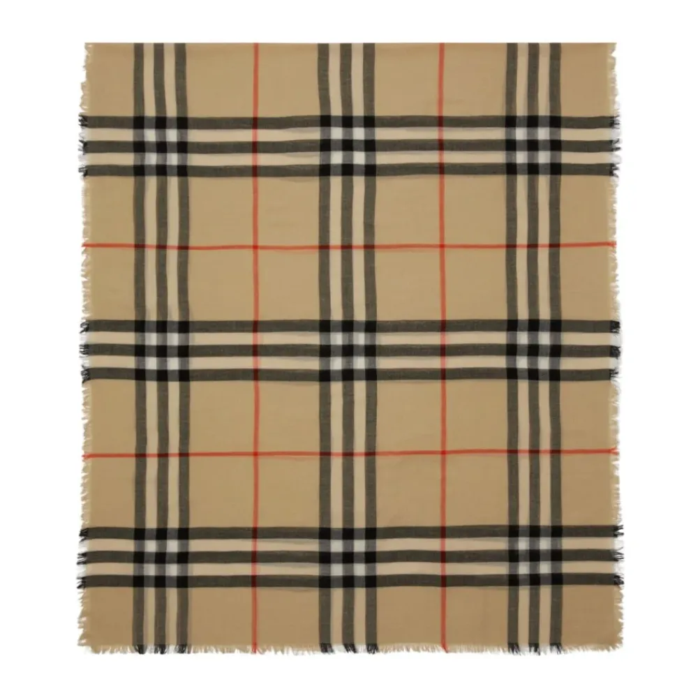 DAMES Burberry Sjaals^Vintage Check Wollen Sjaal Rafelrand