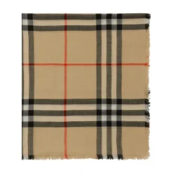 DAMES Burberry Sjaals^Vintage Check Wollen Sjaal Rafelrand