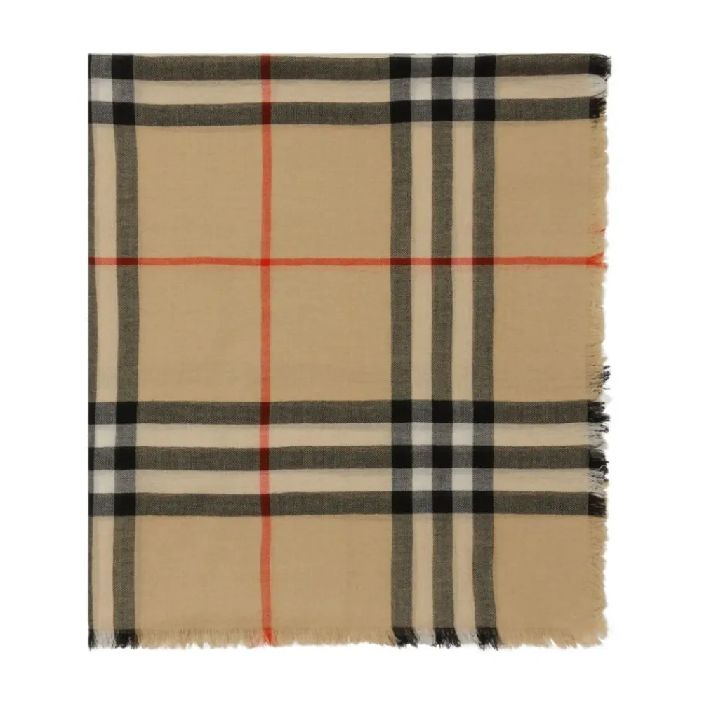 DAMES Burberry Sjaals^Vintage Check Wollen Sjaal Rafelrand