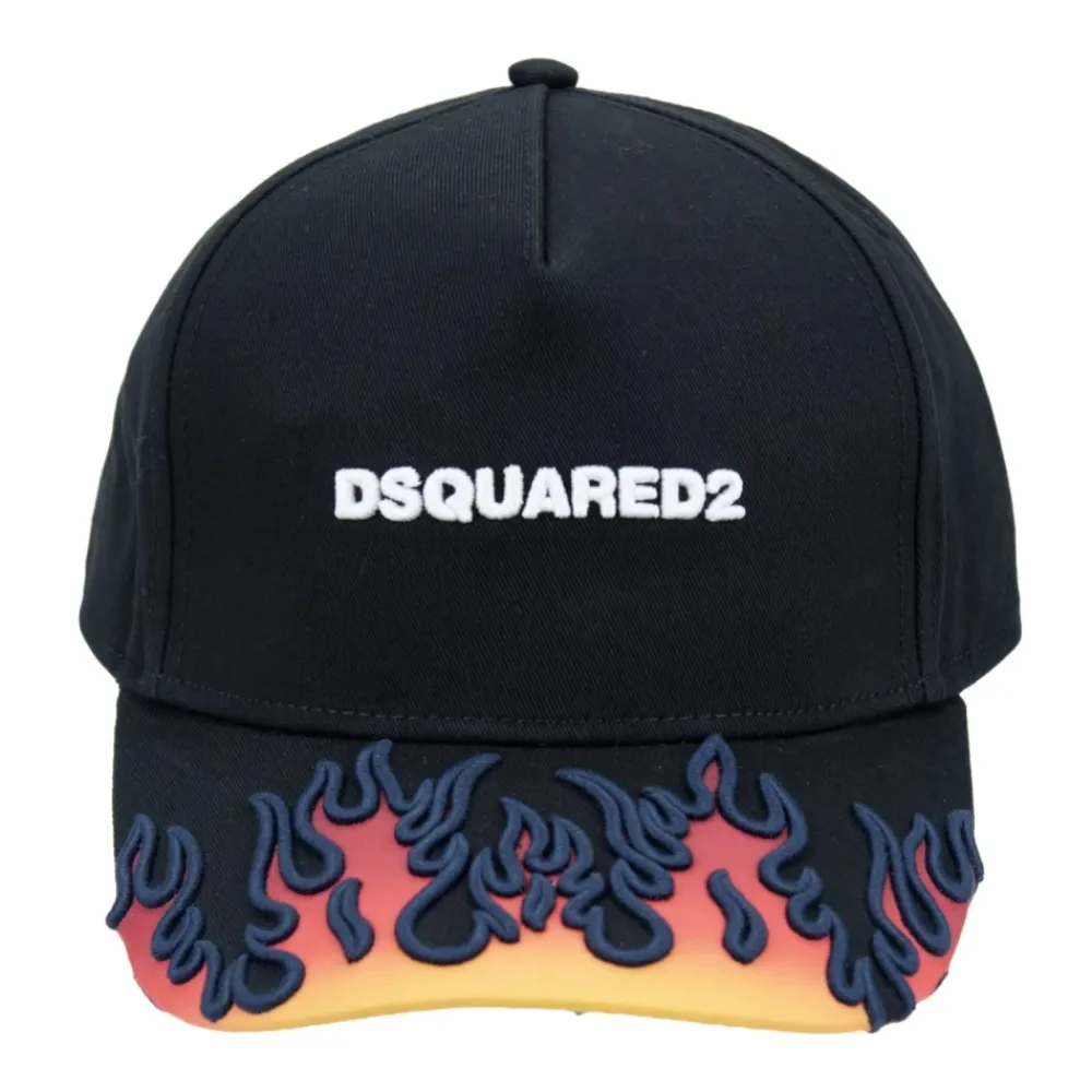 Heren Dsquared2 Petten^Vlam Detail Katoenen Baseballpet