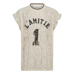 DAMES Haute L'Amitié Shirts^Voetbal Kant Ruche Top met Print