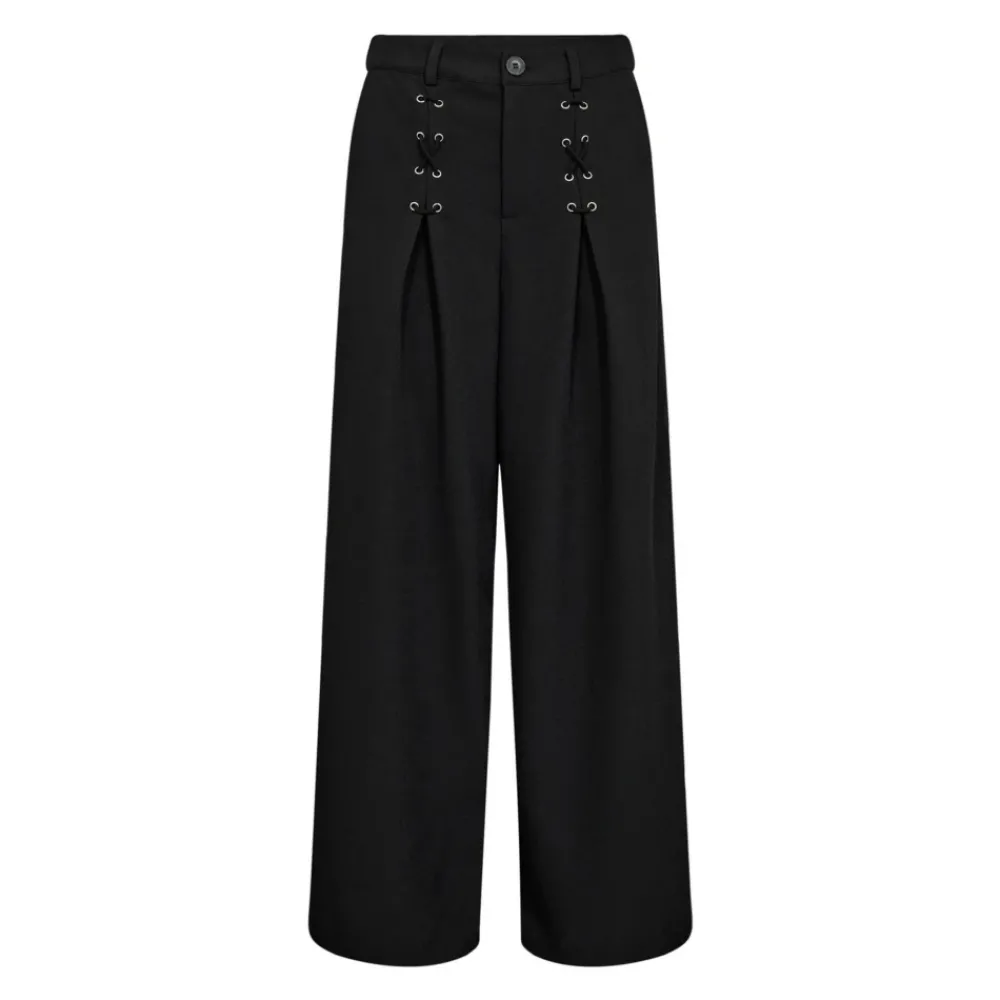 DAMES Co'Couture Broeken^Wijde Eyelet Broek met Coole Details