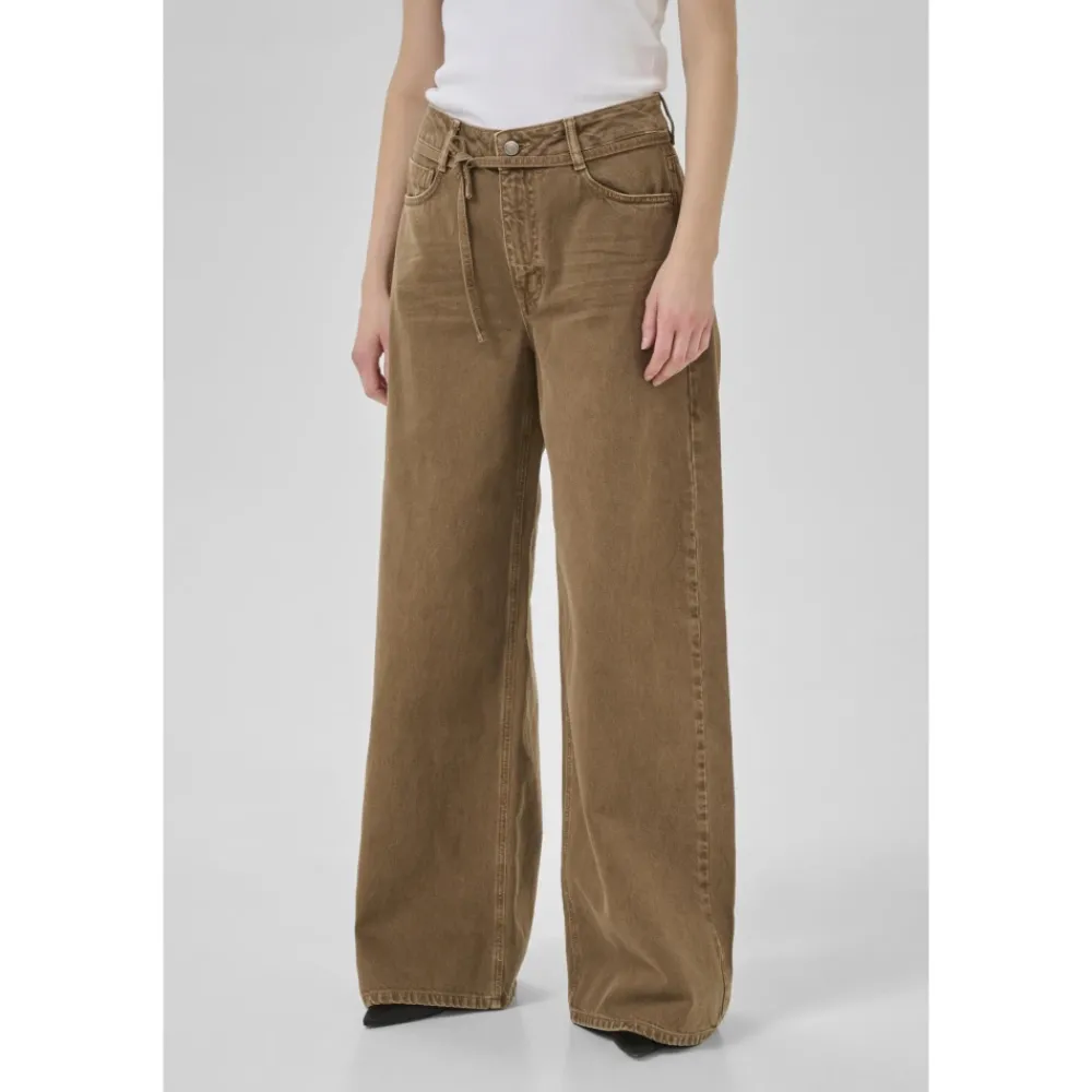 DAMES My Essential Wardrobe Jeans^Wijde Pijp Tabakse Broek