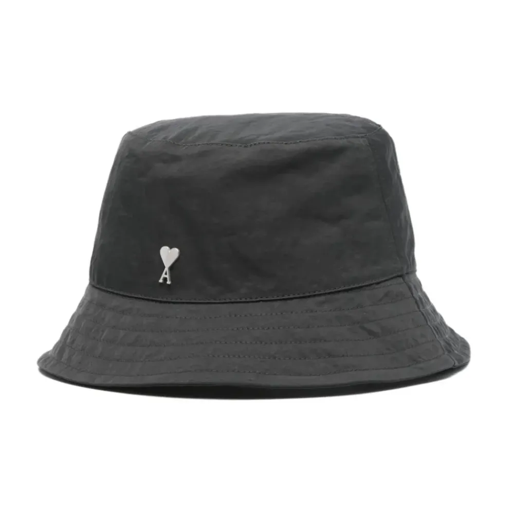 DAMES Ami Paris Hoeden^Wijde rand antraciet nylon hoed