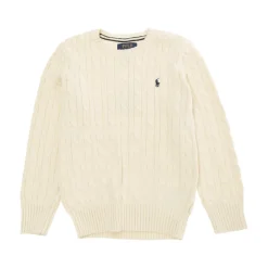 Polo Ralph Lauren Bovenkleding^Witte Cable Knit Sweater met Pony Borduurwerk