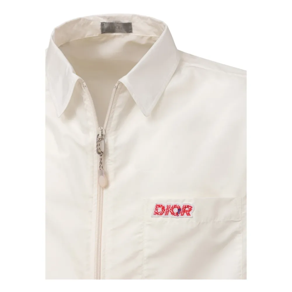 Heren Dior Overhemden^te Half Zip Shirt met Logo