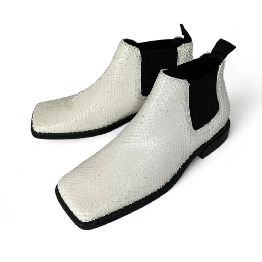 DAMES Vic Matié Chelseaboots^te leren enkellaars reptielpatroon