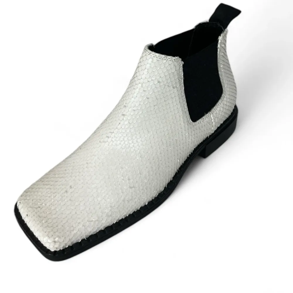 DAMES Vic Matié Chelseaboots^te leren enkellaars reptielpatroon