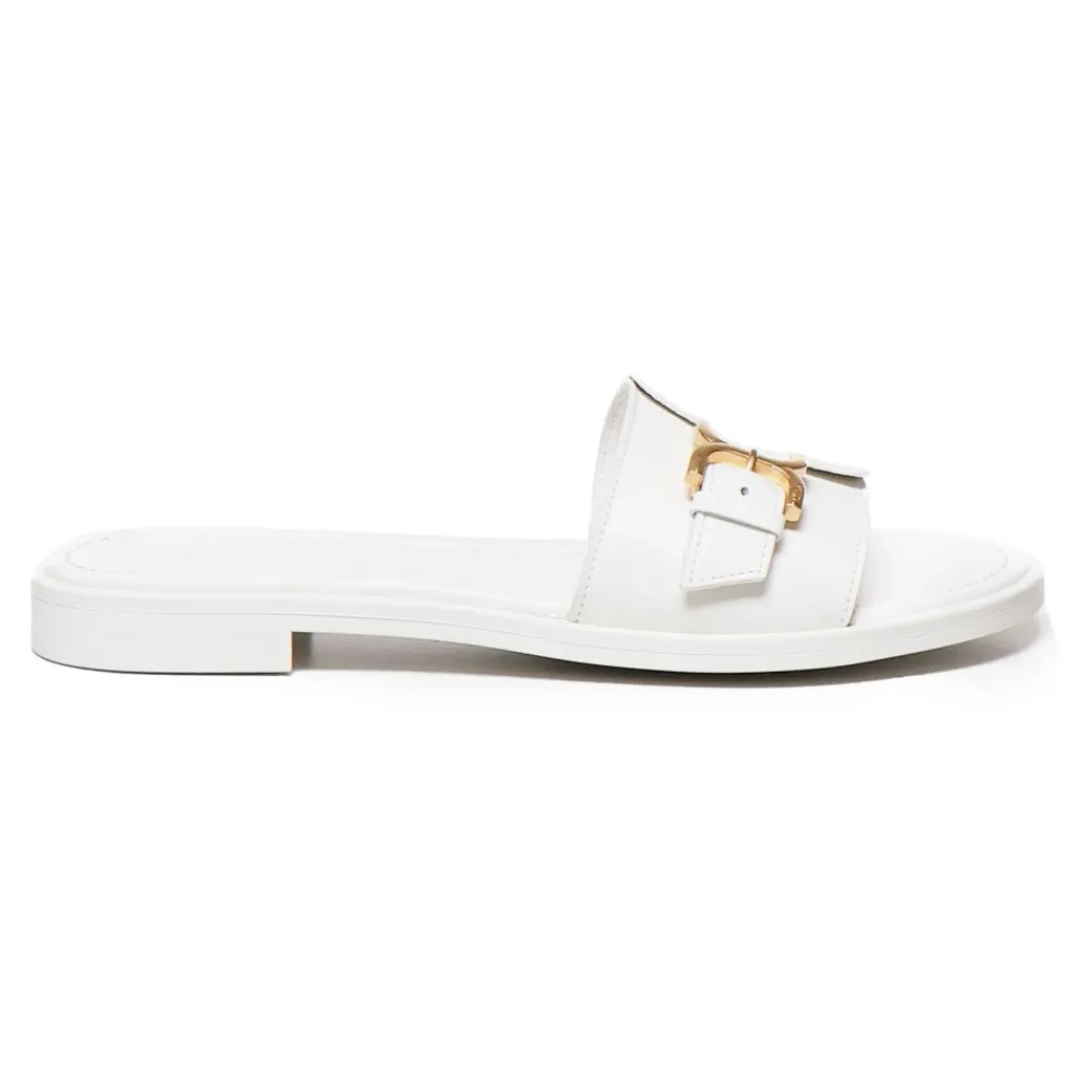 DAMES Chloé te leren sandalen met gesp en microhak