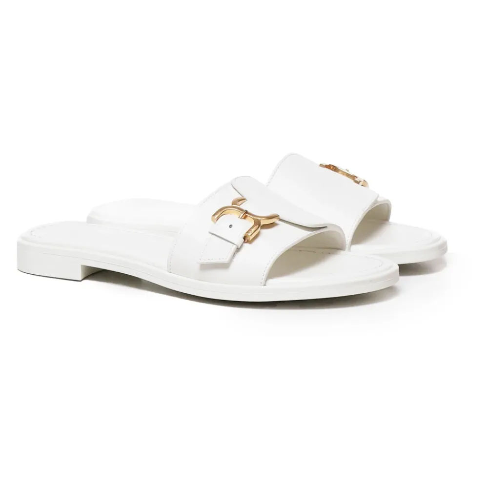 DAMES Chloé te leren sandalen met gesp en microhak
